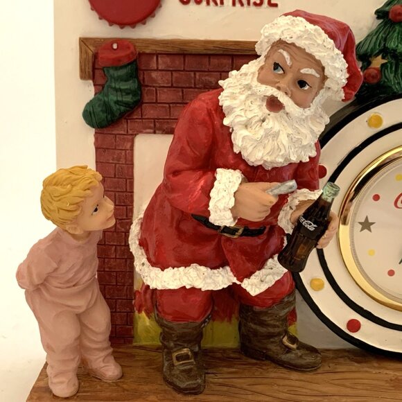 Coca Cola Collectible Christmas Santa Figurine Clock Refreshing Surprise 6" Tall - Picture 3 of 14